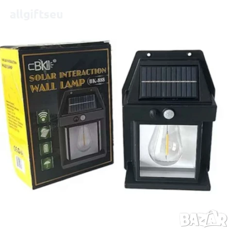 Стенна лампа с 1,2 или 3 LED крушки,сензор за движение и фотоволтаичен панел за външна употреба,водо, снимка 2 - Соларни лампи - 51031985