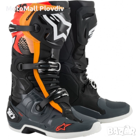 Мотокрос ботуши ALPINESTARS TECH 10-BLACK/GRAY/ORANGE, снимка 2 - Аксесоари и консумативи - 51472453