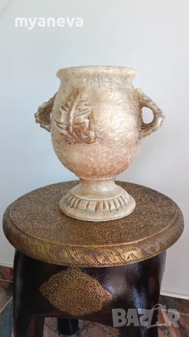 Италианска ваза, амфора с дръжки във формата на листа. , снимка 5 - Декорация за дома - 53540975