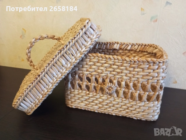 Плетена кутия с капак, голяма., снимка 8 - Антикварни и старинни предмети - 51945306