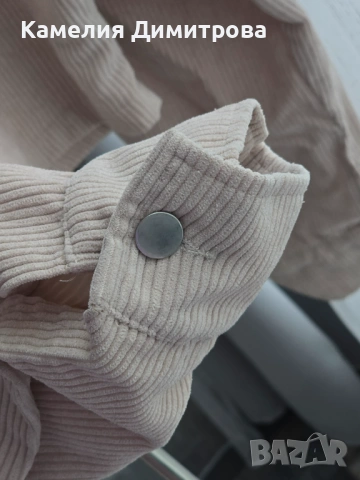 Късо дамско яке в бежово (велурен тип) – с лек дефект, снимка 5 - Якета - 53285803