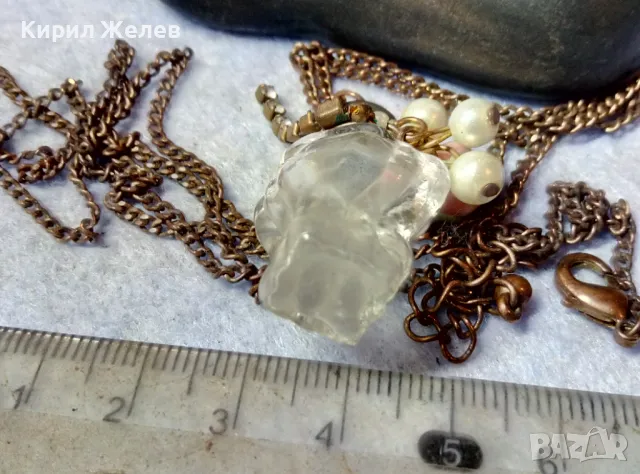 ПРЕКРАСЕН ФИГУРАЛЕН ВИНТИДЖ АРТ МЕДАЛЬОН КОЛИЕ с ФИНА МЕСИНГОВА ВЕРИЖКА 48752, снимка 7 - Колиета, медальони, синджири - 48828255