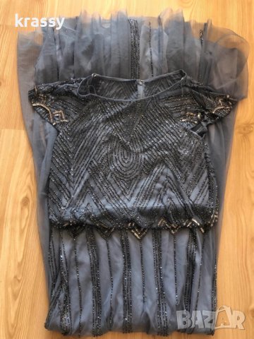 НОВА елегантна дълга дамска рокля от тюл изцяло с камъни LACE&BEADS (Л), снимка 3 - Рокли - 39419025