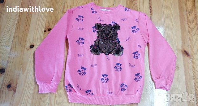Мека памучна  блуза с обръщащи пайети, снимка 1 - Детски комплекти - 42377449