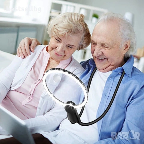 Голяма увеличителна лупа за врат за четене шиене бродиране гоблени настолна с LED осветление USB, снимка 9 - Други инструменти - 53090684