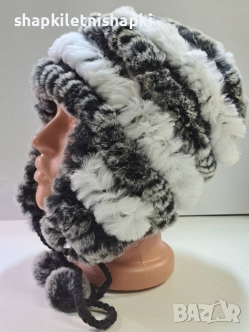 Дамска шапка лукс, ушанка Чинчила - 115, снимка 4 - Шапки - 52224784