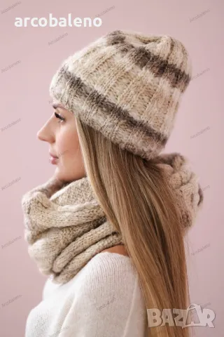 Дамски зимен комплект шапка и шал Zuzanna, 6цвята , снимка 11 - Шапки - 47811852