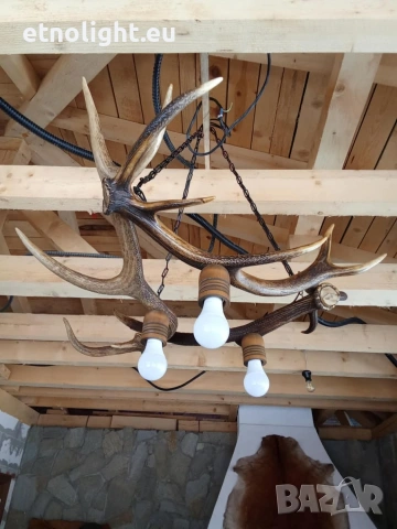 Ръчно изработени полилеи от паднали еленови рога с ръчно изработени дървени чашки , снимка 15 - Полилеи - 53441754
