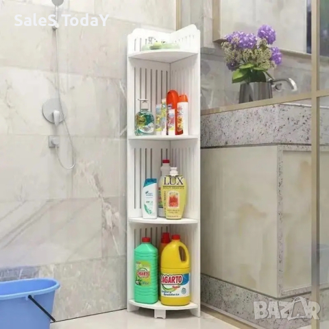 Ъглов рафт за баня, Етажерка за кухня, ъглов органайзер за килер, 120см