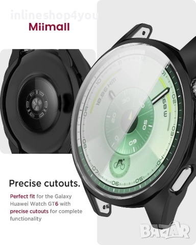 Силиконов Кейс 360° Градуса за Часовник Huawei Watch GT6 46mm - Черен, снимка 4 - Смарт гривни - 52648331
