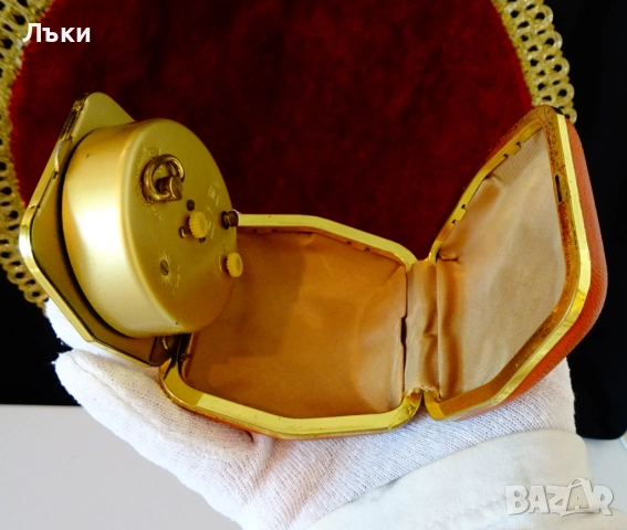 Механичен настолен часовник будилник,рубини,кожа. , снимка 4 - Антикварни и старинни предмети - 51488334