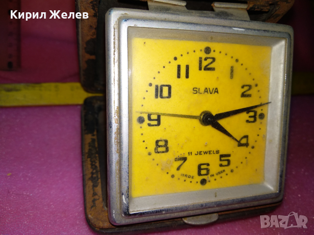 SLAVA MADE in USSR Стар КОЛЕКЦИОНЕРСКИ РУСКИ МЕХАНИЧЕН ТУРИСТИЧЕСКИ БУДИЛНИК СЛАВА СССР 36908, снимка 9 - Антикварни и старинни предмети - 44547388
