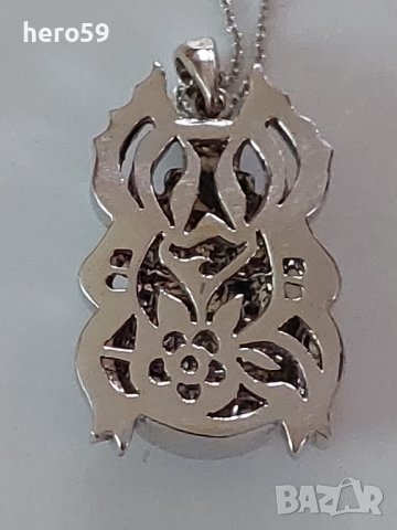 Дамски златен медальон с 46 брилянта(тотал 2 карата)Бяло злато 18к., снимка 6 - Колиета, медальони, синджири - 38897890
