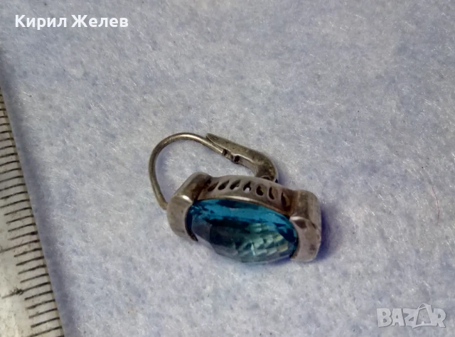 ПРЕКРАСНА СТАРА СКЪПОЦЕННА СРЕБЪРНА ОБЕЦИ СРЕБРО ВИСОКА ПРОБА с ЮВЕЛИРНО ФАСЕТИРАН СИН КРИСТАЛ 50181, снимка 6 - Антикварни и старинни предмети - 50510700