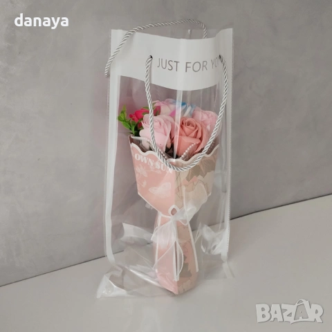 6375 Подаръчен букет сапунени рози с аромат, 30 см, снимка 3 - Декорация за дома - 53326192