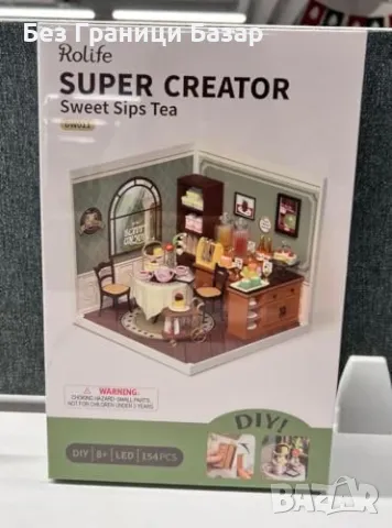 Нов Rolife мини куклен дом Sweet Sips Tea DIY комплект за сглобяване, снимка 9 - Други - 47653241
