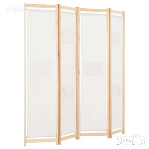 vidaXL Параван за стая, 4 панела, кремав, 160x170x4 cм, текстил, снимка 2 - Паравани - 56146448
