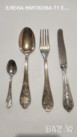 Комплект старинни италиански посребрени прибори за хранене, снимка 4 - Прибори за хранене, готвене и сервиране - 53840923