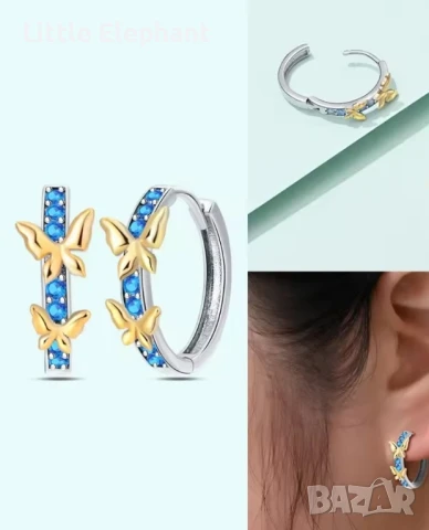 Pre order Сребърни висящи обеци Dreamy butterflies,Anniversary jewerly,колекция"Butterflies"/нови, снимка 1