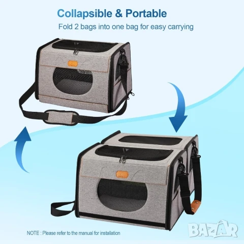 2в1 чанта за транспортиране на котки + пътна котешка тоалетна, снимка 3 - За котки - 51027696