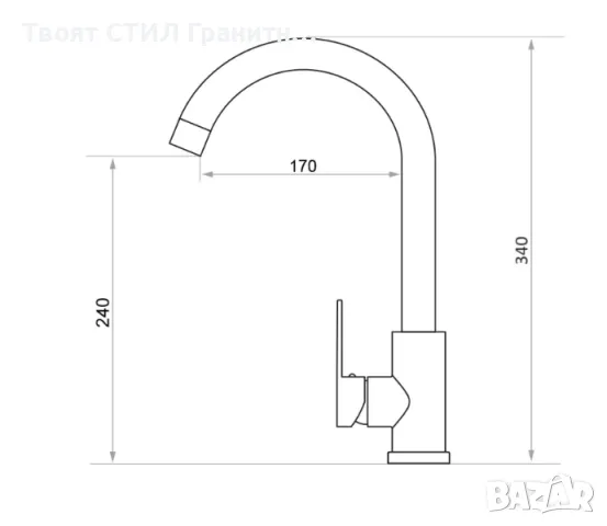 Графитен гранитен смесител за кухня – Модел 5600, снимка 5 - Смесители - 48615077
