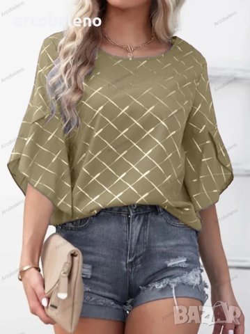 Дамска свободна ежедневна блуза с 3/4 ръкави, 6цвята , снимка 6 - Тениски - 40378400