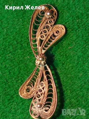 СТАРИННА ФИЛИГРАН СРЕБЪРНА БРОШКА ВИСОКА 950 ПРОБА СРЕБРО с ГРАНУЛАЦИЯ 3633, снимка 3 - Антикварни и старинни предмети - 30330411