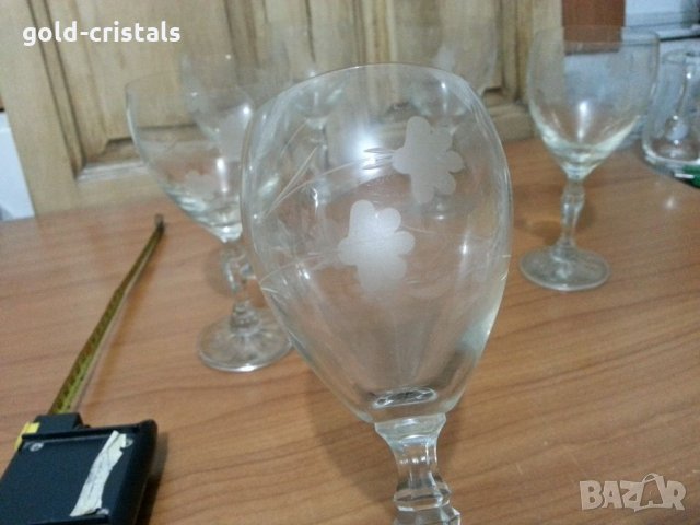  Ретро стъклени чаши гравирани 