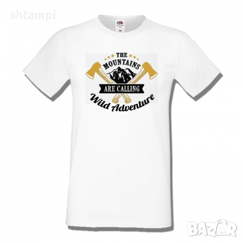 Мъжка тениска The Mountains Are Calling Wild Adventure,Къмпинг,Планина,Изненада,Подарък,Поход,Връх,, снимка 2 - Тениски - 36355053