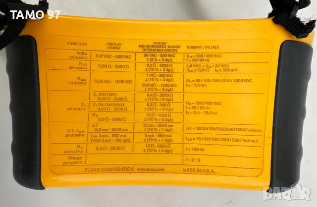 Fluke 1653B - Измервателен мултифункционален тестер електрическа система, снимка 7 - Други инструменти - 53193032