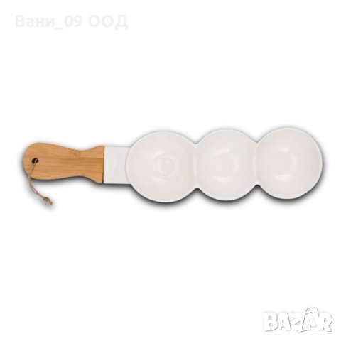 Мини плато за сервиране от порцелан и бамбук 