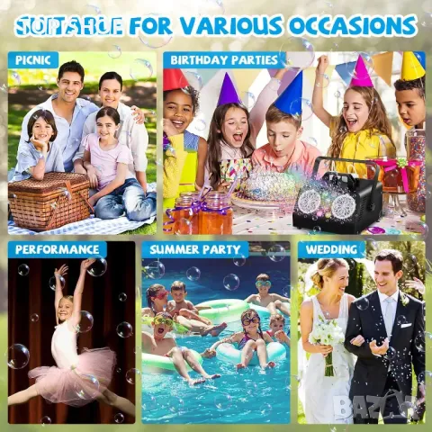 Машина за мехурчета, автоматична, 200 000+ мехурчета в минута, 2 скорости, снимка 7 - Фигурки - 49545429