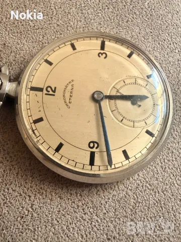 Рядък Швейцарски джобен часовник ETERNA Chronomètre (1930-1935 г.) – Пълна профилактика!, снимка 2 - Джобни - 55825500