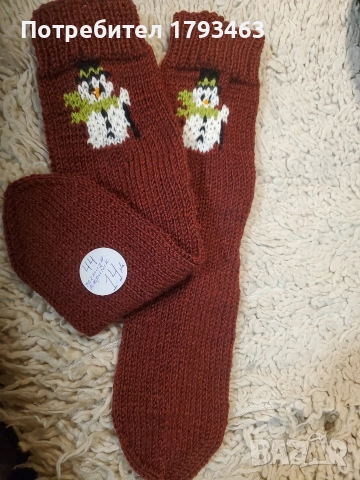 Ръчно плетени мъжки чорапи от вълна, размер 44, снимка 4 - Мъжки чорапи - 51497922