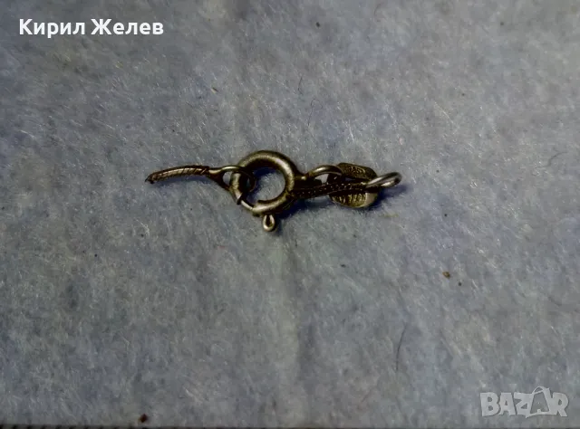 СТАРА СРЕБЪРНА ЗАКОПЧАЛКА СРЕБРО 925 с БЯЛА ПОЗЛАТА КАРАБИНКА За ГРИВНА КОЛИЕ ВЕРИЖКА 49919, снимка 4 - Други - 49517943
