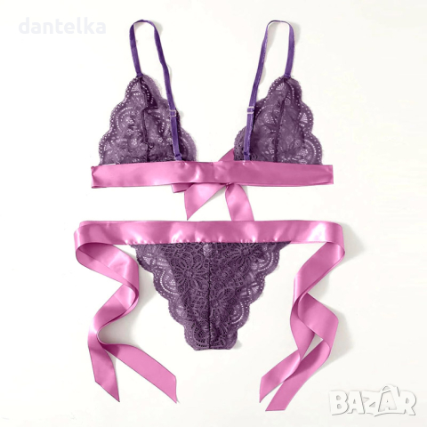 B230 Секси дантелен комплект. Еротично бельо. Секси бельо от две части. Съблазнително бельо, снимка 2 - Бельо - 44803839