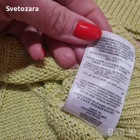 GUESS Los Angeles, оригинален дамски топ, цвят лайм / размер S,но по-скоро отговоря на М/, снимка 2 - Блузи с дълъг ръкав и пуловери - 44583477