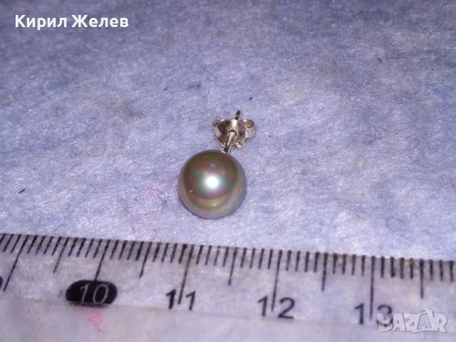 ИЗУМИТЕЛНО КРАСИВА ПЕРЛЕНА СРЕБЪРНА ОБЕЦА СРЕБРО 925 с РЯДКА НАТУРАЛНА РАЗНОЦВЕТНА ПЕРЛА 38223, снимка 11 - Обеци - 40940696