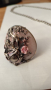 Красиво винтидж колие и пръстен от естествен розов камък, снимка 6