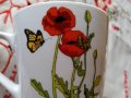 Чаша с мак и пеперуди, снимка 2
