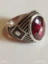 Арт Деко стил сребърен пръстен с ГРАНАТ орнаментиран майсторска изработка 51807, снимка 10