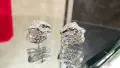CARTIER Panthere de Cartier White Gold Stud Paved Diamond Дамски Обеци, снимка 1