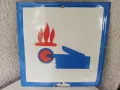 Стара емайлирана табела, Соц,натисни при пожар, снимка 4