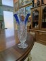 Страхотна антикварна немска ваза цветен кристал 