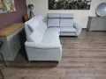 Сив ъглов диван от плат "HUKLA M-Bavero" с ел. релакс механизъм, снимка 8