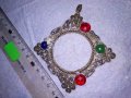 СТАРИННО СРЕБЪРНО УКРАШЕНИЕ ФИЛИГРАННО СРЕБРО ВИСОКА ПРОБА със ЗАЛЕПЕНИ по НЕГО СТАРИ КАМЪНИ 29137, снимка 3