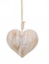 Декоративно висящо сърце дърво, бяло златисто/13x6x12 см