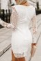 Елегантна дамска рокля в бяло с дълъг ръкав, снимка 3