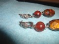 СКЪПОЦЕННИ СРЕБЪРНИ АРТ ОБЕЦИ ОКСИДИРАНО СРЕБРО 925 с ФАСЕТИРАН КАРНЕОЛ и ТИГРОВО ОКО УНИКАЛНИ 25776, снимка 10