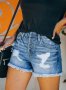 Дамски улични хипстърски скъсани дънкови къси панталони - 023 , снимка 1 - Къси панталони и бермуди - 41602172